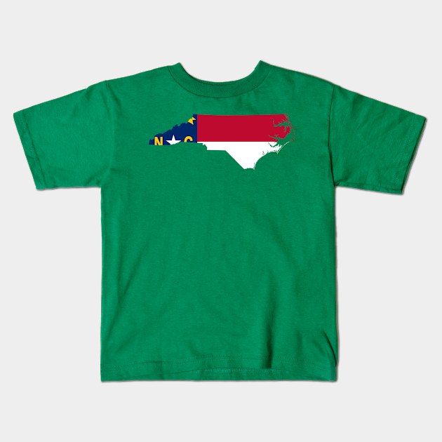 North Carolina Flag Map Kids T-Shirt by Historia